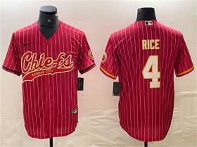 Cheap Men\'s Kansas City Chiefs #4 Rashee Rice Red Cool Base Stitched Baseball Jersey