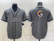 Wholesale Cheap Men's Los Angeles Rams Grey Gridiron Team Big Logo Cool Base Stitched Baseball Jersey