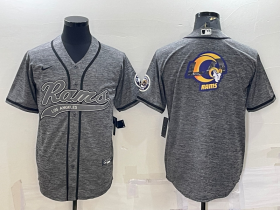 Wholesale Cheap Men\'s Los Angeles Rams Grey Gridiron Team Big Logo Cool Base Stitched Baseball Jersey
