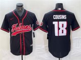 Cheap Men's Atlanta Falcons #18 Kirk Cousins Black With Patch Cool Base Baseball Stitched Jersey