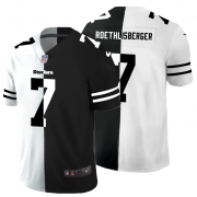 Cheap Pittsburgh Steelers #7 Ben Roethlisberger Men's Black V White Peace Split Nike Vapor Untouchable Limited NFL Jersey