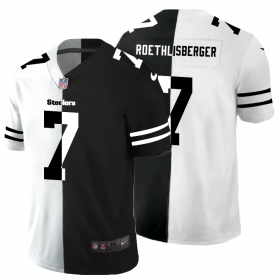 Cheap Pittsburgh Steelers #7 Ben Roethlisberger Men\'s Black V White Peace Split Nike Vapor Untouchable Limited NFL Jersey