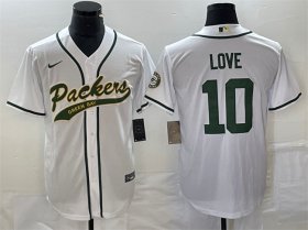Wholesale Cheap Men\'s Green Bay Packers #10 Jordan Love White Cool Base Stitched Baseball Jersey