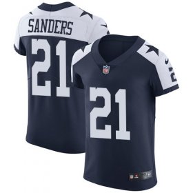 Wholesale Cheap Nike Cowboys #21 Deion Sanders Navy Blue Thanksgiving Men\'s Stitched NFL Vapor Untouchable Throwback Elite Jersey