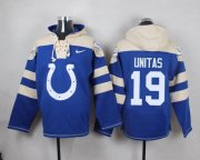 Wholesale Cheap Nike Colts #19 Johnny Unitas Royal Blue Player Pullover NFL Hoodie