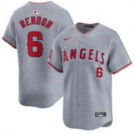 Cheap Men\'s Los Angeles Angels #6 Anthony Rendon Gray Away Limited Baseball Stitched Jersey