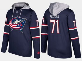 Wholesale Cheap Blue Jackets #71 Nick Foligno Navy Name And Number Hoodie