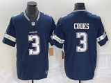 Wholesale Cheap Men's Dallas Cowboys #3 Brandin Cooks Navy Blue 2023 FUSE Vapor Stitched Jersey