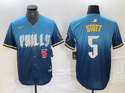 Cheap Men's Philadelphia Phillies #5 Bryson Stott Blue 2024 City Player Number Cool Base Stitched Jerseys