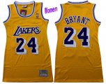 Wholesale Cheap Women's Los Angeles Lakers #24 Kobe Bryant Yellow Hardwood Classics Soul Swingman Throwback Jersey Dress