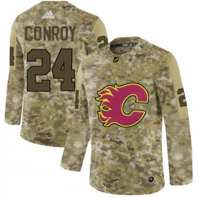 Wholesale Cheap Adidas Flames #24 Craig Conroy Camo Authentic Stitched NHL Jersey