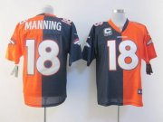 Wholesale Cheap Nike Broncos #18 Peyton Manning Orange/Navy Blue Men's Stitched NFL Elite Split Jersey
