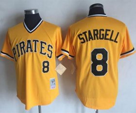 Wholesale Cheap Mitchell and Ness Pirates #8 Willie Stargell Stitched Yellow Throwback MLB Jersey