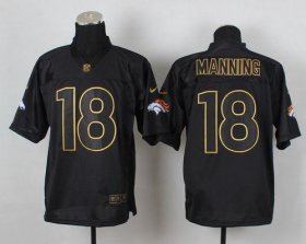 Wholesale Cheap Nike Broncos #18 Peyton Manning Black Gold No. Fashion Men\'s Stitched NFL Elite Jersey