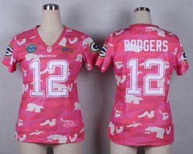 Wholesale Cheap Nike Packers #12 Aaron Rodgers Pink Women\'s Stitched NFL Elite Camo Fashion Jersey