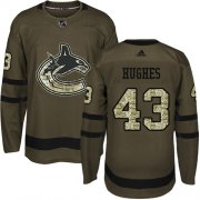 Wholesale Cheap Adidas Canucks #43 Quinn Hughes Green Salute to Service Stitched NHL Jersey