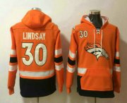 Wholesale Cheap Men's Denver Broncos #30 Phillip Lindsay NEW Orange Pocket Stitched NFL Pullover Hoodie