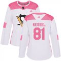 Wholesale Cheap Adidas Penguins #81 Phil Kessel White/Pink Authentic Fashion Women's Stitched NHL Jersey