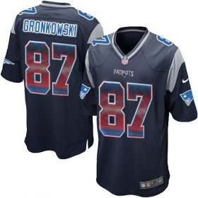 Wholesale Cheap Nike Patriots #87 Rob Gronkowski Navy Blue Team Color Men\'s Stitched NFL Limited Strobe Jersey