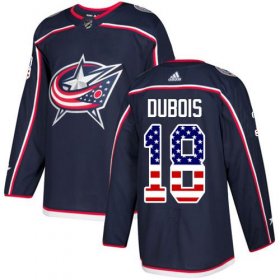 Wholesale Cheap Adidas Blue Jackets #18 Pierre-Luc Dubois Navy Blue Home Authentic USA Flag Stitched NHL Jersey