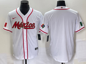 Wholesale Cheap Men\'s Mexico Baseball Blank NEW 2023 White World Classic Stitched Jersey