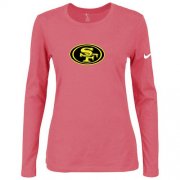 Wholesale Cheap Women's Nike San Francisco 49ers Of The City Long Sleeve Tri-Blend NFL T-Shirt Pink-2