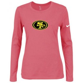 Wholesale Cheap Women\'s Nike San Francisco 49ers Of The City Long Sleeve Tri-Blend NFL T-Shirt Pink-2