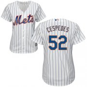 Wholesale Cheap Mets #52 Yoenis Cespedes White(Blue Strip) Home Women's Stitched MLB Jersey