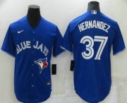 Wholesale Cheap Men's Toronto Blue Jays #37 Teoscar Hernandez Blue Stitched MLB Cool Base Nike Jersey