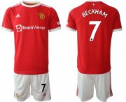 Wholesale Cheap Men 2021-2022 Club Manchester United home red 7 Adidas Soccer Jerseys