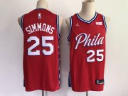 Wholesale Cheap Men Philadelphia 76ers 25 Simmons Red New 2021 NBA Jersey