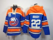 Wholesale Cheap Islanders #22 Mike Bossy Baby Blue Sawyer Hooded Sweatshirt Stitched NHL Jersey