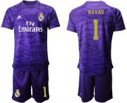 Wholesale Cheap Real Madrid #1 Navas Purple Goalkeeper Soccer Club Jersey