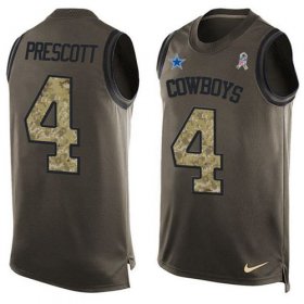 Wholesale Cheap Nike Cowboys #4 Dak Prescott Green Men\'s Stitched NFL Limited Salute To Service Tank Top Jersey