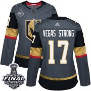 Wholesale Cheap Adidas Golden Knights #17 Vegas Strong Grey Home Authentic 2018 Stanley Cup Final Women's Stitched NHL Jersey