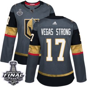Wholesale Cheap Adidas Golden Knights #17 Vegas Strong Grey Home Authentic 2018 Stanley Cup Final Women\'s Stitched NHL Jersey