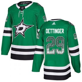 Cheap Adidas Stars #29 Jake Oettinger Green Home Authentic Drift Fashion Stitched NHL Jersey