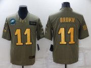 Wholesale Cheap Men's Philadelphia Eagles #11 A. J. Brown Olive Gold Salute To Service Limited Stitched Jersey