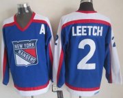 Wholesale Cheap Rangers #2 Brian Leetch Blue/White CCM Throwback Stitched NHL Jersey