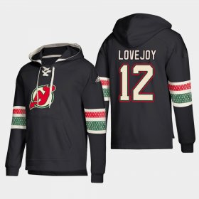 Wholesale Cheap New Jersey Devils #12 Ben Lovejoy Black adidas Lace-Up Pullover Hoodie