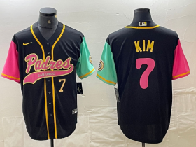 Cheap Men\'s San Diego Padres #7 Ha Seong Kim Number Black NEW 2023 City Connect Cool Base Stitched Jersey