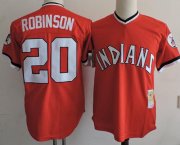 Wholesale Cheap Mitchell And Ness Indians #20 Eddie Robinson Red Throwback Stitched MLB Jersey