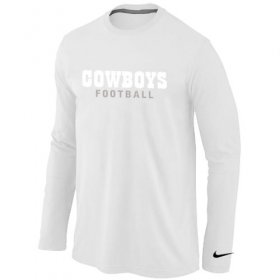 Wholesale Cheap Nike Dallas Cowboys Authentic Font Long Sleeve T-Shirt White