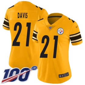 Wholesale Cheap Nike Steelers #21 Sean Davis Gold Women\'s Stitched NFL Limited Inverted Legend 100th Season Jersey