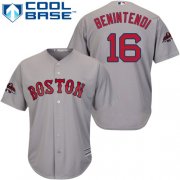 Wholesale Cheap Red Sox #16 Andrew Benintendi Grey New Cool Base 2018 World Series Champions Stitched MLB Jersey