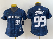 Wholesale Cheap Women's New York Yankees #99 Aaron Judge Number Royal 2023 All Star Cool Base Stitched Baseball Jersey