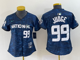 Wholesale Cheap Women\'s New York Yankees #99 Aaron Judge Number Royal 2023 All Star Cool Base Stitched Baseball Jersey