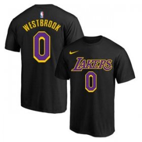 Wholesale Cheap Men\'s Black Purple Los Angeles Lakers #0 Russell Westbrook Basketball T-Shirt