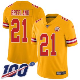 Wholesale Cheap Nike Chiefs #21 Bashaud Breeland Gold Youth Stitched NFL Limited Inverted Legend 100th Season Jersey
