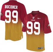 Wholesale Cheap Nike 49ers #99 DeForest Buckner Red/Gold Men's Stitched NFL Elite Fadeaway Fashion Jersey